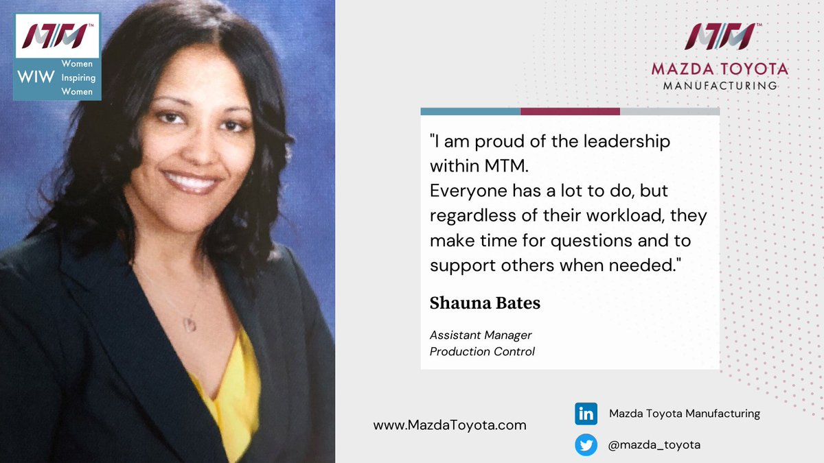 Women Inspiring Women is proud to feature Shauna Bates. Shauna is not only a part of WIW, but the PRISM Business Partnering Group representing minority team members at MTM. 
She and her team in PC act as the "control tower" for MTM's vehicle production.
We appreciate you, Shauna!