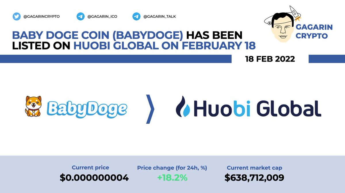 🧑‍🚀 <a href="/BabyDogeCoin/">Baby Doge</a> #BABYDOGE has been listed on <a href="/HuobiGlobal/">火币HTX</a> on February 18

Deposits are already open, and withdrawals will open on February 19 at 14:00 UTC.

👉 huobi.mg/support/en-us/…