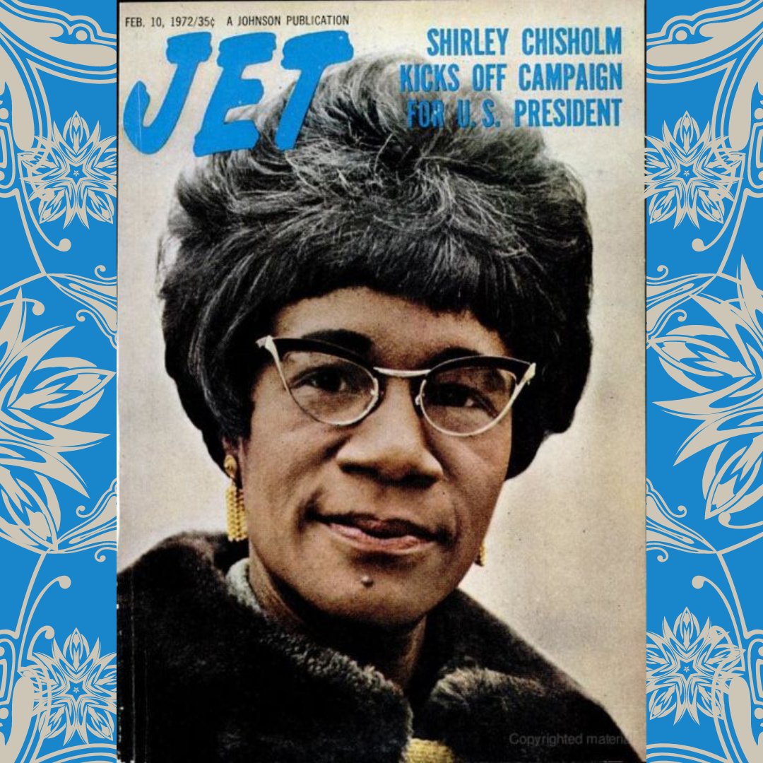 Presidential candidate Shirley Chisholm on the cover of JET magazine, February 1972.

#ShirleyChisholm 
#chisholmforpres50 
#chisholmforpresident 
#blackisbeautiful 
#BlackHistoryMonth 
#Blackhistorymonth2022