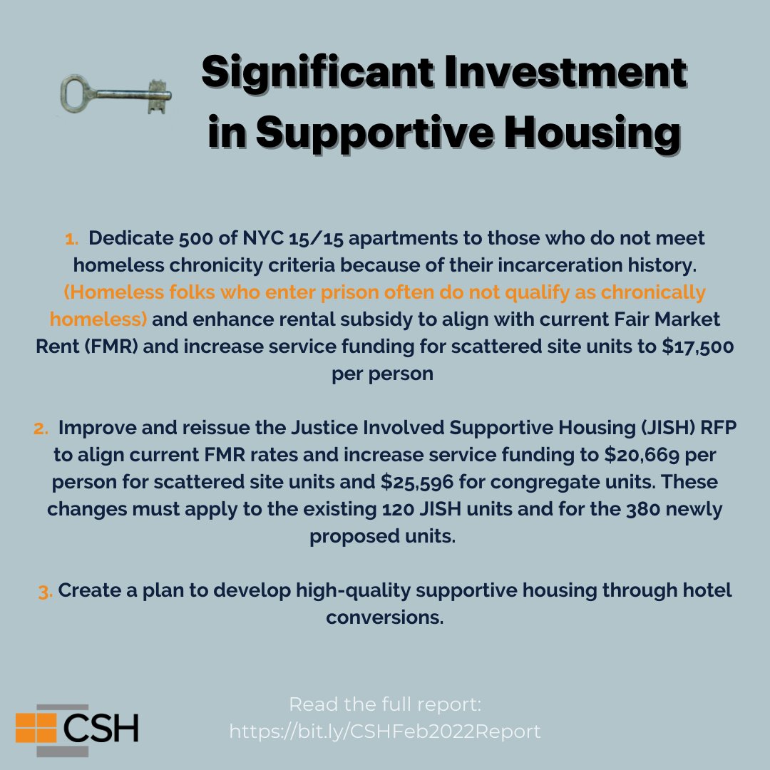 bchands_org's tweet photo. "Advancing Supportive Housing Solutions to Reduce Homelessness for People Impacted by the Criminal Legal System, A Report for New York City Leaders," @CSHInfo finds 3 Key Actions: #supportivehousing #nyc #endhomlessness #nychomeless https://t.co/G5BxS90aZF