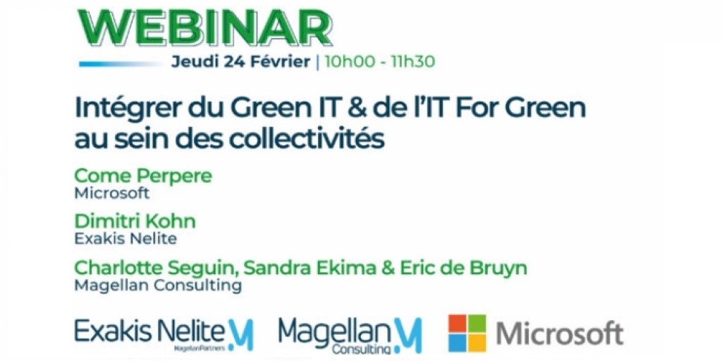 mspartnersfr's tweet photo. 📆Rendez-vous en ligne le 24 février avec notre partenaire @EXAKIS_NELITE pour une session « Intégrer du Green IT &amp; de l’IT For Green au sein des collectivités 

Inscription gratuite juste ici 👇
https://t.co/D9OC7mDtSu https://t.co/BRbC7DAEVv