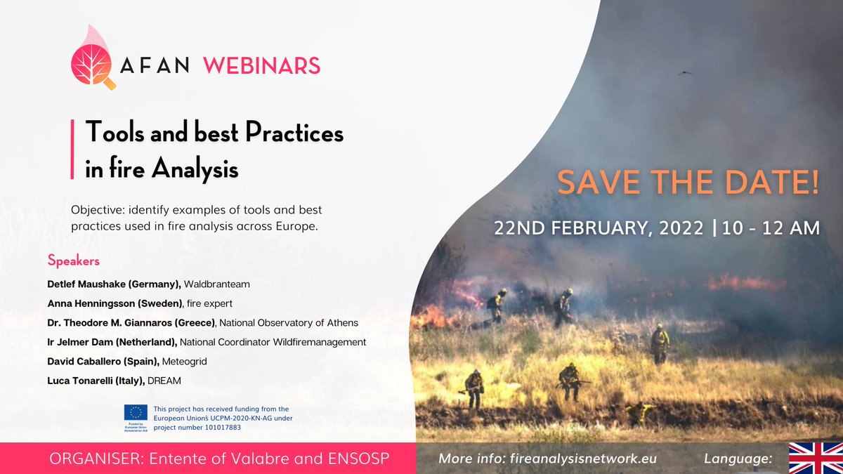 💻WEBINAR | Tools and best Practices in fire Analysis.📅Tuesday, February 22nd 🕙10-12AM
✍🏽Register:
fireanalysisnetwork.eu/case-categorie…