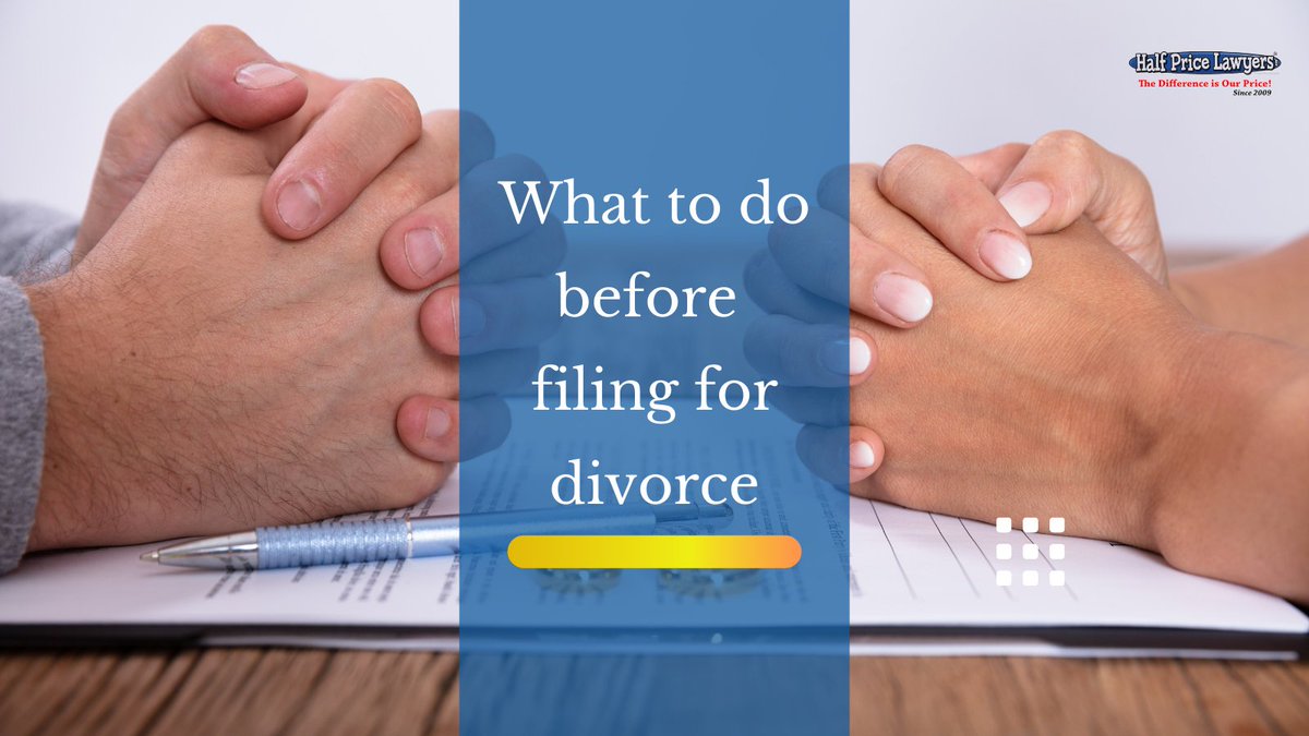 Before filing for divorce you should gather all the relevant information and documentation regarding community property, financial records, inventories of real and personal property of each spouse, and estimations of the amount of child support and alimony that will be required.