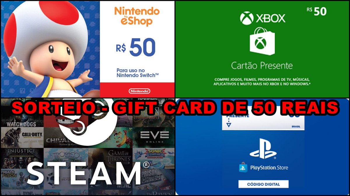SORTEIO GIFT CARD DE 50 REAIS PARA QUALQULER PLATAFORMA - Vou tentar trazer 1 sorteio por mês

Regras: Dar retweet aqui e seguir o meu perfil. Não precisa marcar ninguém! 

Data: 20/03 

<a href="/cantoniogaming/">Carlos 🎮🕹👾</a> venceu o anterior e só tá esperando a entrega da mídia física que escolheu