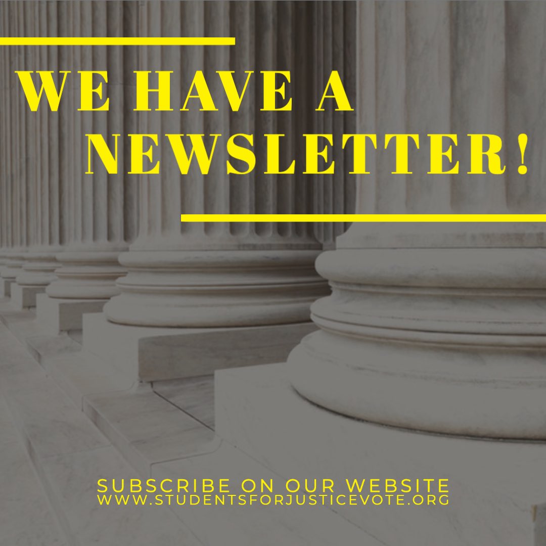 Did you know that SFJ has a monthly newsletter? Our newsletters are full of updates about our interns and our fundrasing efforts. You can subscribe on our website: studentsforjusticevote.org