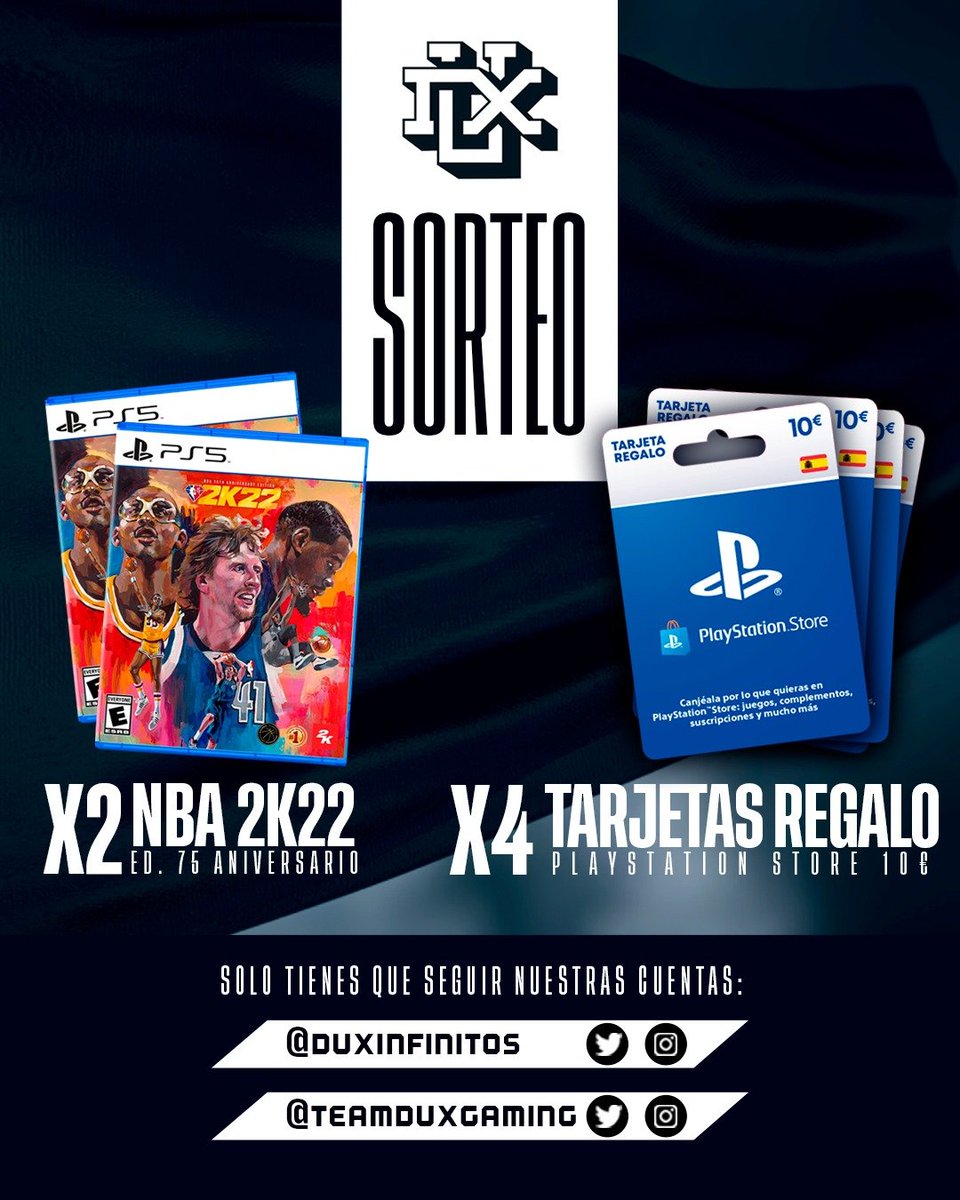 SORTEO INTERNACIONAL DUX INFINITOS

Solo tenéis que:

- Dar RT al tweet
-Seguir a <a href="/DuxInfinitos/">DUX Infinitos</a> en Twitter
- Seguir a instagram.com/duxinfinitos

Mucha suerte a todos.😉