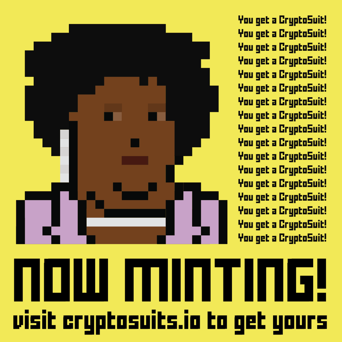 cryptosuits's tweet image. ✨ WINNERS CONSISTENTLY WIN. CryptoSuits MINTING NOW! ✨

👉 cryptosuits.io 👈

#NFT #NFTdrop #NFTGame #NFTartist  #CryptoSuits #CryptoPunks #altpunk #cryptocurrency  #BTC #ETH #NFTGiveaway  #business #passiveincome #investing #money #stocks #oprah #bayc #phunks #mfers