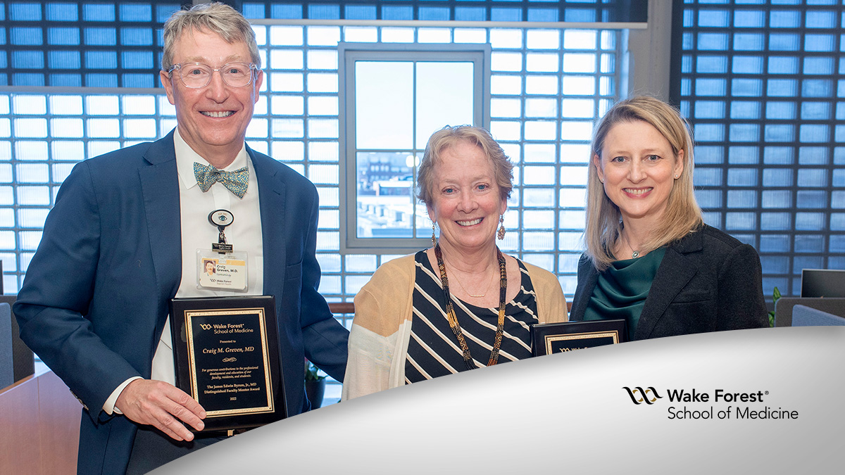 Wake Forest University School of Medicine (@wakeforestmed) on Twitter photo Congratulations to <a href="/SuzanneDanhauer/">Suzanne C. Danhauer, Ph.D.</a> and Craig Greven, MD, who were recognized for their ongoing investment in students, residents, fellows, and faculty through the James Edwin Byrum Jr., MD, Distinguished Faculty Mentor Award.
➡️Click here to read more: bit.ly/3I11GmT Congratulations to <a href="/SuzanneDanhauer/">Suzanne C. Danhauer, Ph.D.</a> and Craig Greven, MD, who were recognized for their ongoing investment in students, residents, fellows, and faculty through the James Edwin Byrum Jr., MD, Distinguished Faculty Mentor Award.
➡️Click here to read more: bit.ly/3I11GmT