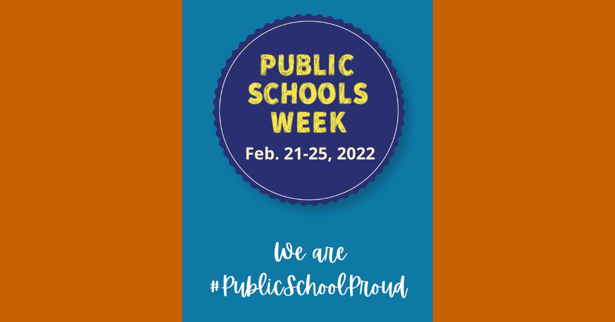 Public Schools Week brings together school leaders, educators, school board
members, parents &amp; community leaders to recognize the importance of our
nation’s public schools and our students’ futures. Join us Feb. 21-25, 2022
publicschoolproud.org
#PublicSchoolProud #PSW22