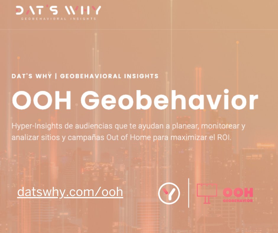 datswhy_global's tweet photo. Los insights de audiencias de publicidad exterior (OOH) ayudan a medios, agencias y anunciantes a maximizar el ROI de las campañas de publicidad, integrando al OOH en campañas 360. Conoce cómo podemos ayudarte a maximizar el ROI de campañas en https://t.co/TXixSirdl1 https://t.co/vDlgtZeXAR