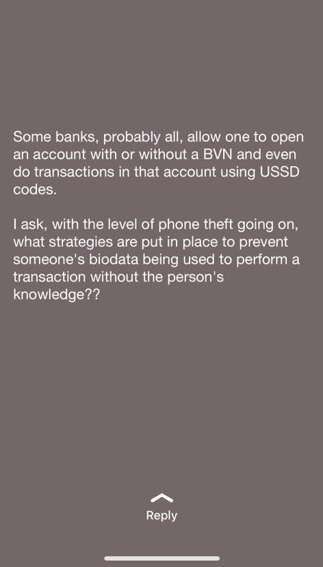 elleurch's tweet photo. It’s a thread. Please help

How can @FirstBankngr be so callous to allow USSD account opening without having at least a 2 step verification, no form of identification, wrong address and yet they allow withdrawals on that account. @fccpcnigeria @lasgcopa @cenbank @NgComCommission https://t.co/U6zHH8r4K1