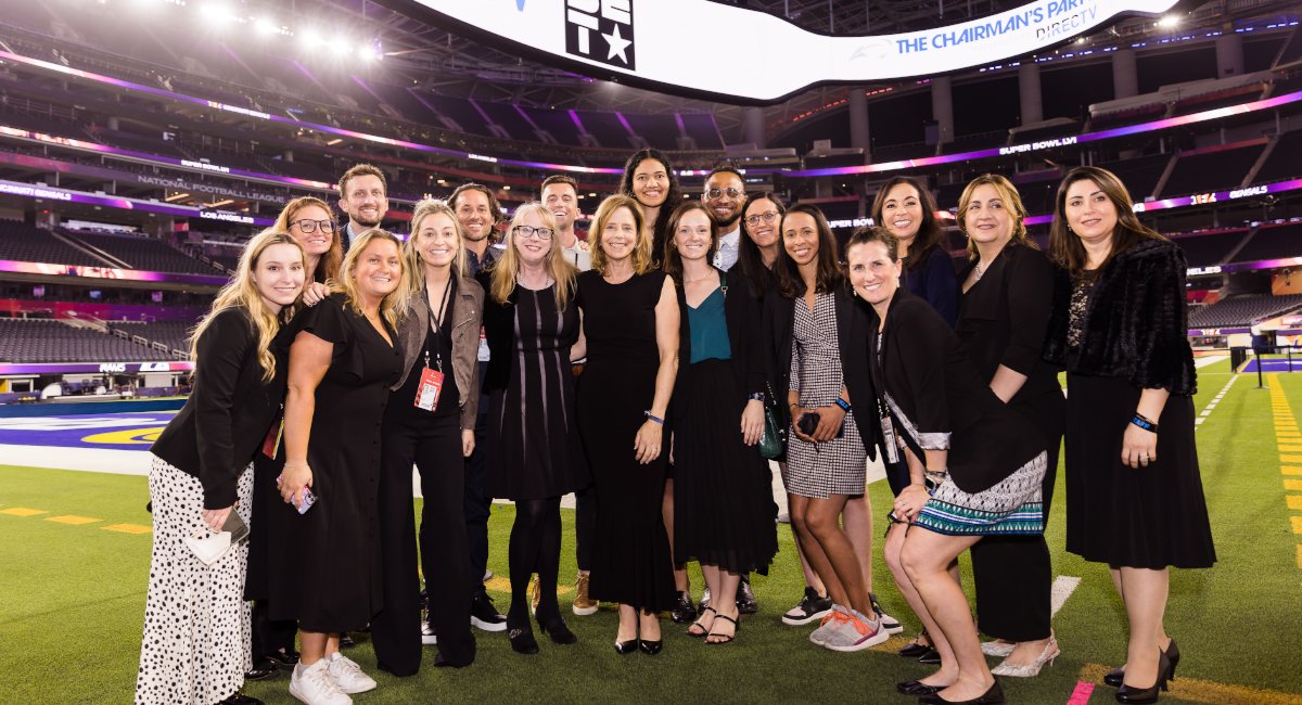 LASEC's tweet photo. The LASEC team behind Super Bowl LVI in Los Angeles! #GoTeam #SBLVI #LASEC #ChampionsShineHere https://t.co/NRduC4cdQU
