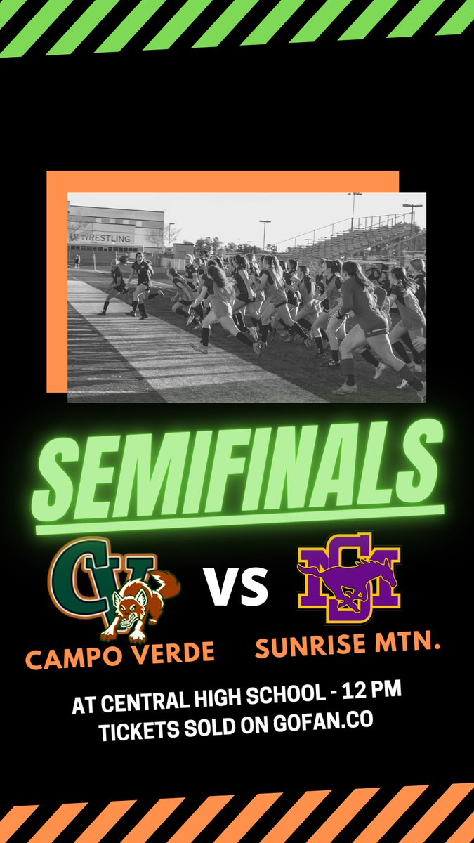 SEMIS‼️Come support Campo girls soccer Saturday 2/19 while they take on Sunrise Mtn!! kickoff is at 12pm at CENTRAL high school🧡💚👊 #yougotthis #allin #cvfamily <a href="/CVHSYotes/">CVHS Updates</a>