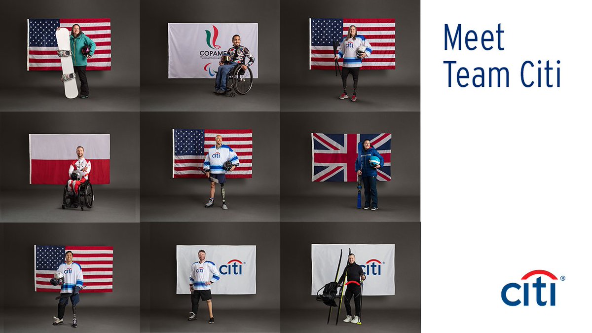 Citi's tweet photo. Proud to announce our #TeamCiti winter Para athlete roster! Together, we are once again helping change perceptions of people with disabilities &amp; are encouraging you to join the conversation. Share your stare-worthy story with #StareAtGreatness. Learn more: https://t.co/8x61R9zyff https://t.co/4S2nRwRj1Y