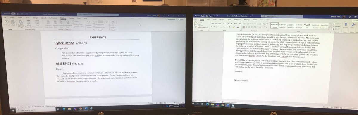 At MET, we went over our cover letter and resume for MOCK interviews. We peer reviewed one another’s paper and make our final draft of the cover letter and resume. #PeoriaMET #PeoriaMETTech