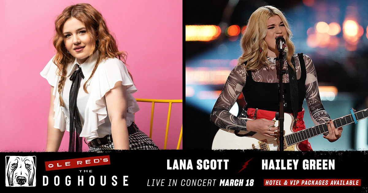 OleRed's tweet photo. Have we told y'all lately we're raising the bar on live music? 😎
These two powerhouse vocalists, #LanaScott and @HaileyGreen122 are taking The Doghouse stage in Tishomingo by storm on Friday, March 18th!
Tickets, VIP, Hotel Packages available here: https://t.co/2h1aL8Hydm https://t.co/umJYNA5S8a