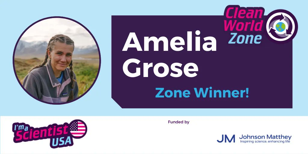imascientist's tweet photo. It's the last day of the Clean World Zone! Over the past 4 weeks students have been voting for their winner. Huge congratulations are in order for... Amelia Grose! Well done Amelia! ππ₯³π #IASUS We're hugely grateful to the Zone's funders @Johnson_Matthey https://t.co/ZUB3N0Svxl