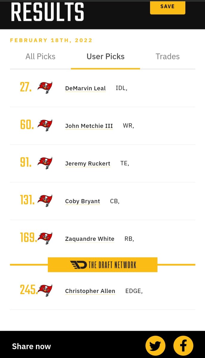 BucYourFeelingz's tweet photo. This draft haul would have inexpensive depth, major contributors, and a starter or two! Watch the tape... What do you think? 
#GoBucs #MockDraft #TheDraftNetwork @TampaBayTre https://t.co/KfbiuYvmu3
