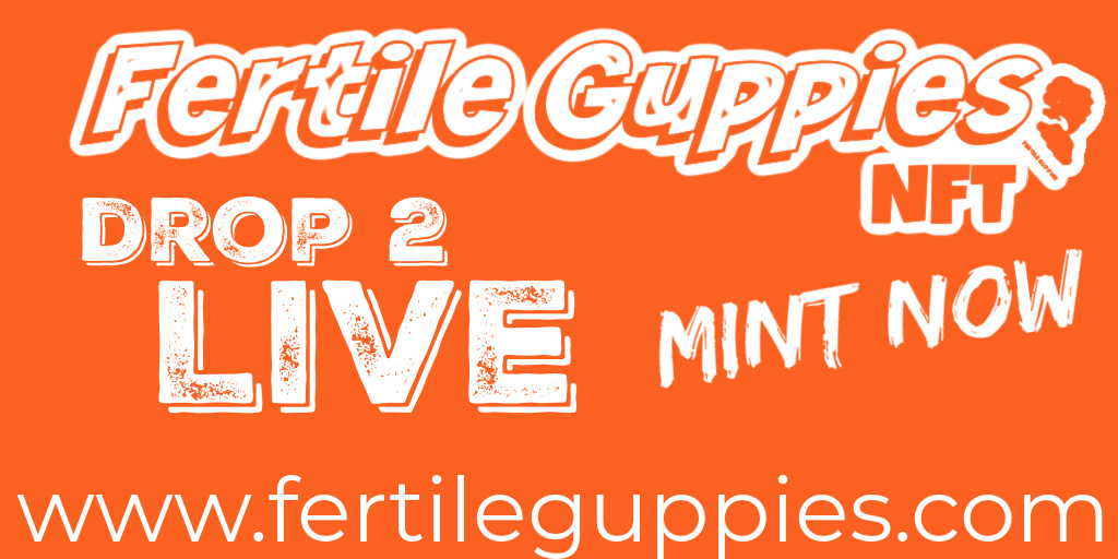 FertileGuppies's tweet photo. DROP 2 is LIVE!

▶️ 0.04 ETH 
▶️ 2,000 Supply
▶️ https://t.co/svTZc3D0MP
▶️ Fishing Derby for $ Fish
▶️ Miss OG Gup is available

📣 We will NOT DM YOU with a mint now address. Please use the website or contract found in Official Links in our discord https://t.co/HqdJLVmSiZ