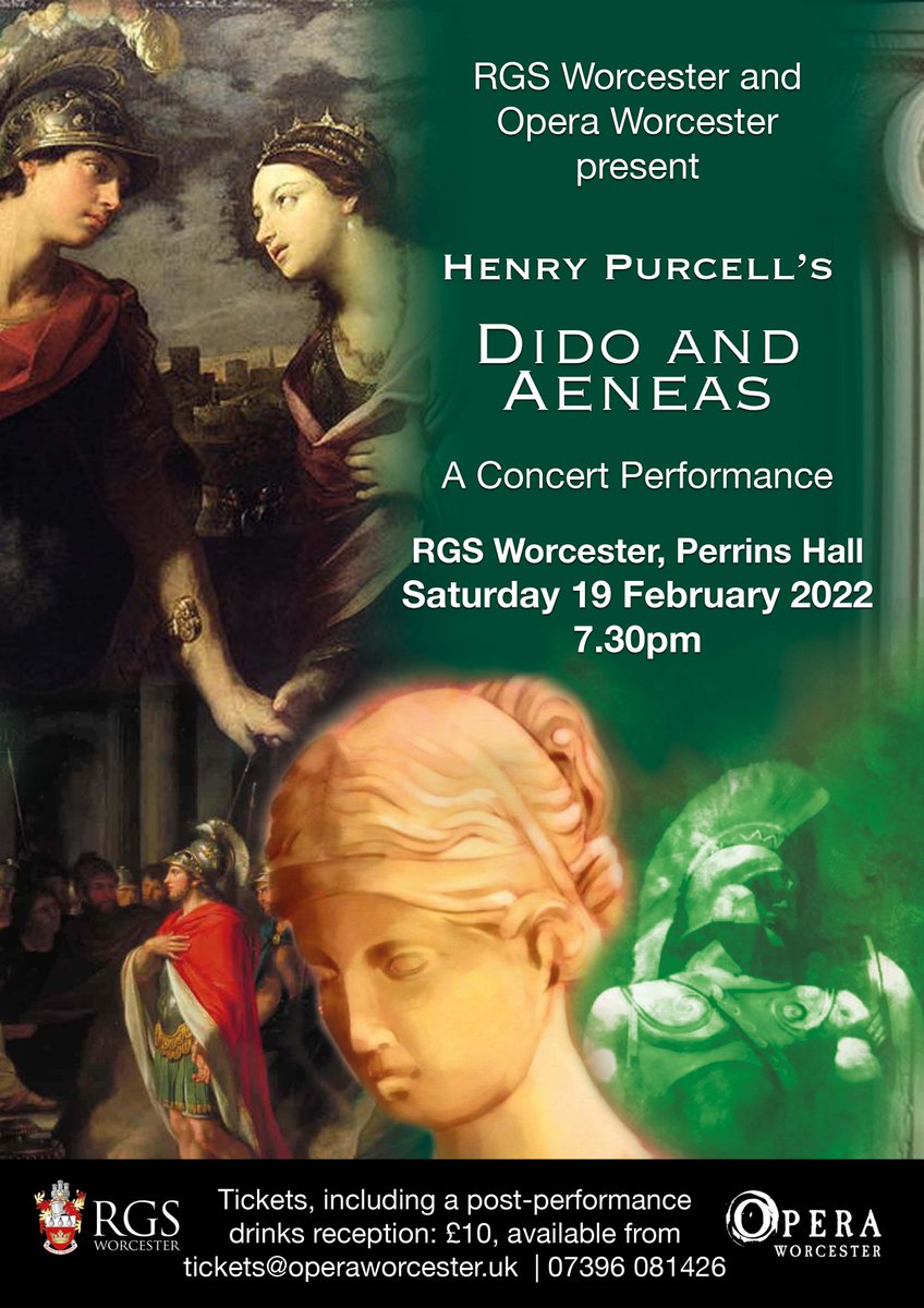 RGSWorcester's tweet photo. Limited tickets remaining!

Tomorrow evening, students from RGS Worcester alongside members of Opera Worcester will perform the beautiful Baroque Opera – Dido and Aeneas.

Do not miss out on this fantastic event held in our Perrins Hall.

🎟️  £10 each - tickets@operaworcester.uk https://t.co/u0U8CBEkhb