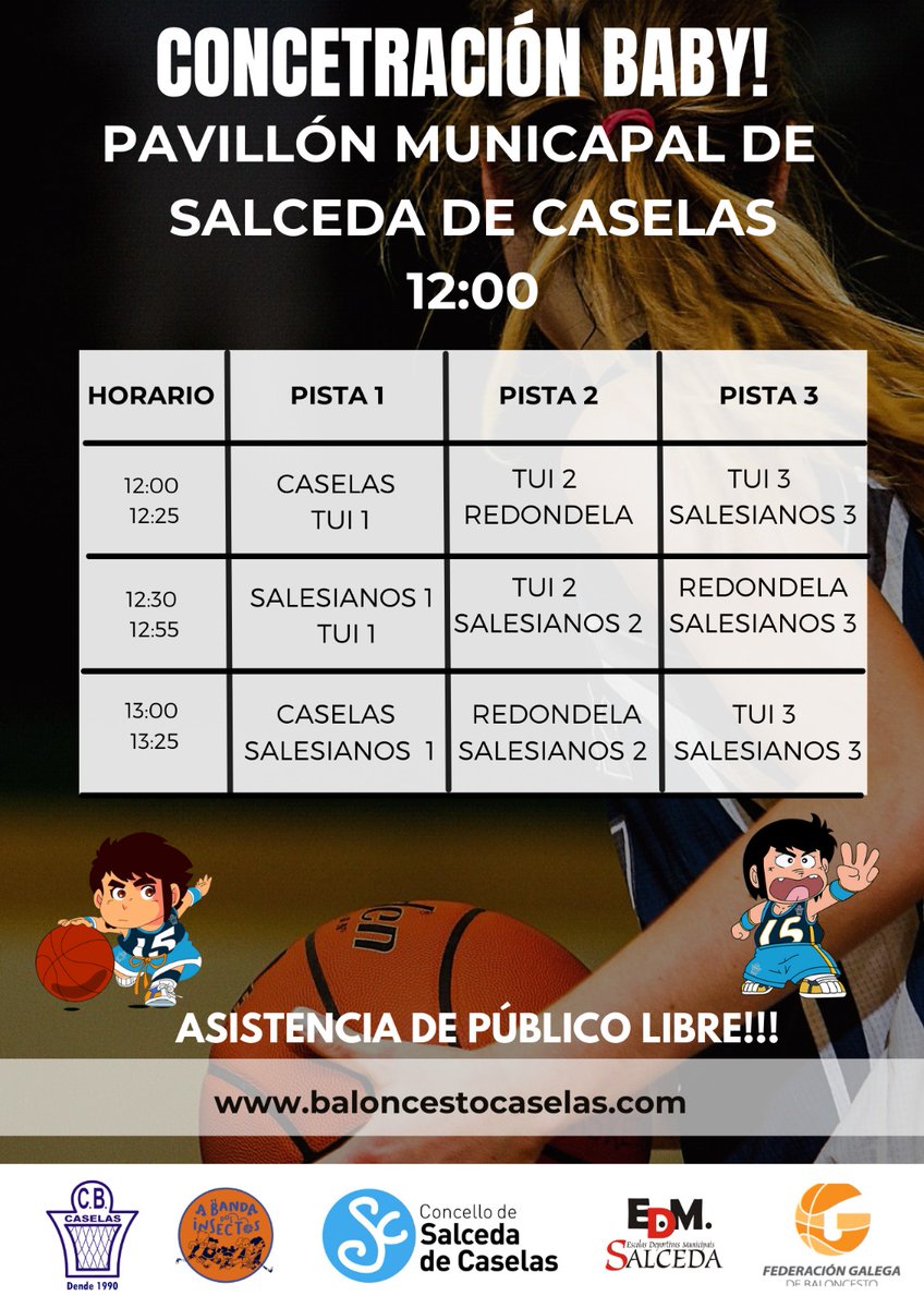 FGB_Baloncesto's tweet photo. 📆 Esta fin de semana tomamos de novo o pulso ao #babybasket 🧡🏀 en distintos puntos do mapa⬇️

1️⃣9️⃣ / 0️⃣2️⃣ / 2️⃣2️⃣
📍 Vigo🏀Organiza: Colexio Apóstol Santiago
2️⃣0️⃣ / 0️⃣2️⃣ / 2️⃣2️⃣
📍 Maside🏀Organiza: @CBMSDE 
📍 Noia🏀Organiza: @CBNoia 
📍 Salceda de Caselas🏀Organiza: @cbcaselas https://t.co/oHJgBFNItp