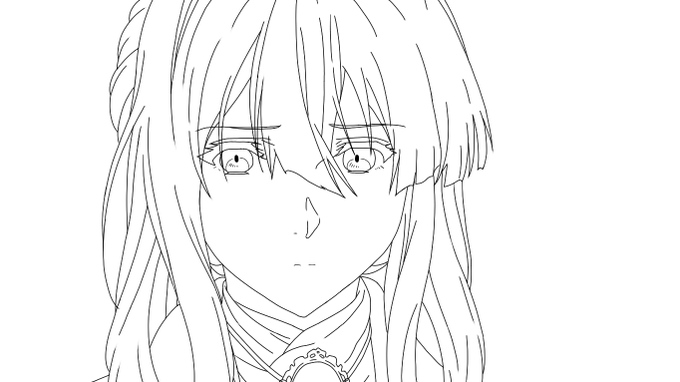 しょんぼりヴァイオレット
#ヴァイオレット・エヴァーガーデン 
#ヴァイオレット 
#模写 
#線画 