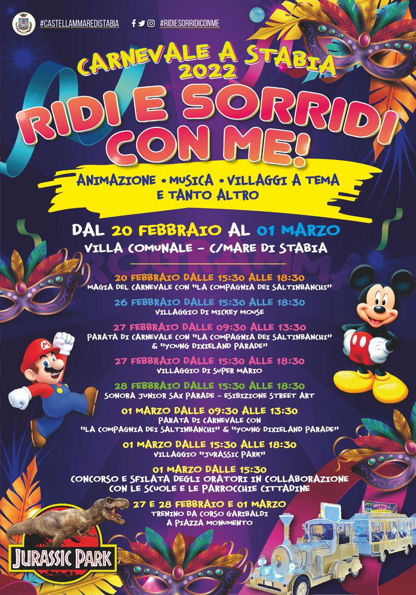 🥳 ARRIVA IL CARNEVALE A CASTELLAMMARE DI STABIA!

facebook.com/castellammared…

#Castellammare #Stabia #castellammaredistabia #GaetanoCimminoSindaco #GaetanoCimmino #Carnevale #Carnevale2022