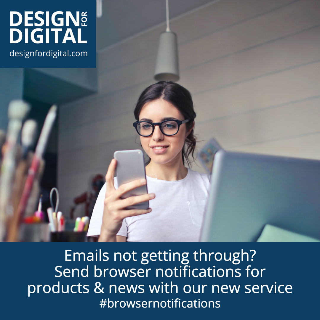 Design4Digital's tweet image. Our browser push notifications engage directly with visitors, notifying them of new products / services quicker than email, just with a 1-click sign-up process.

Contact us for a demo on your website today - designfordigital.com/?utm_source=tw…

#browsernotifications #pushnotifications #sales