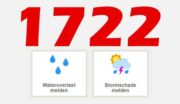 1722: Nummer voor niet-dringende noodgevallen
Je belt 1722 voor niet-dringende zaken waarbij je de hulp van de brandweer nodig hebt, maar waarbij niemand in levensgevaar is, zoals storm- of waterschade.