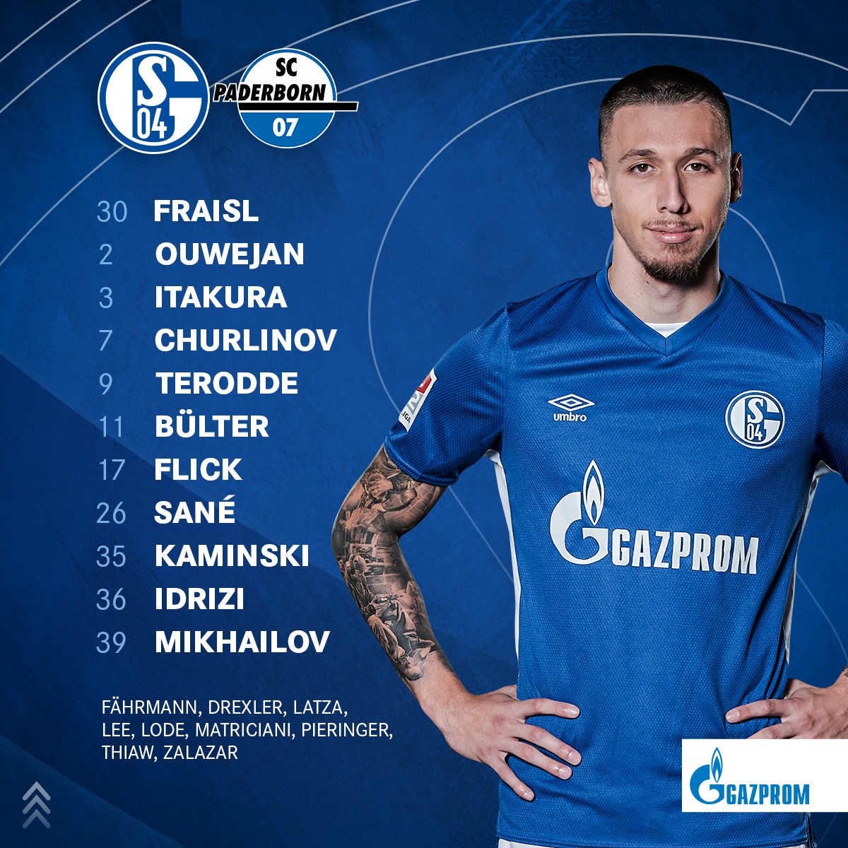 Our XI for Paderborn 📋

#S04 | #S04SCP