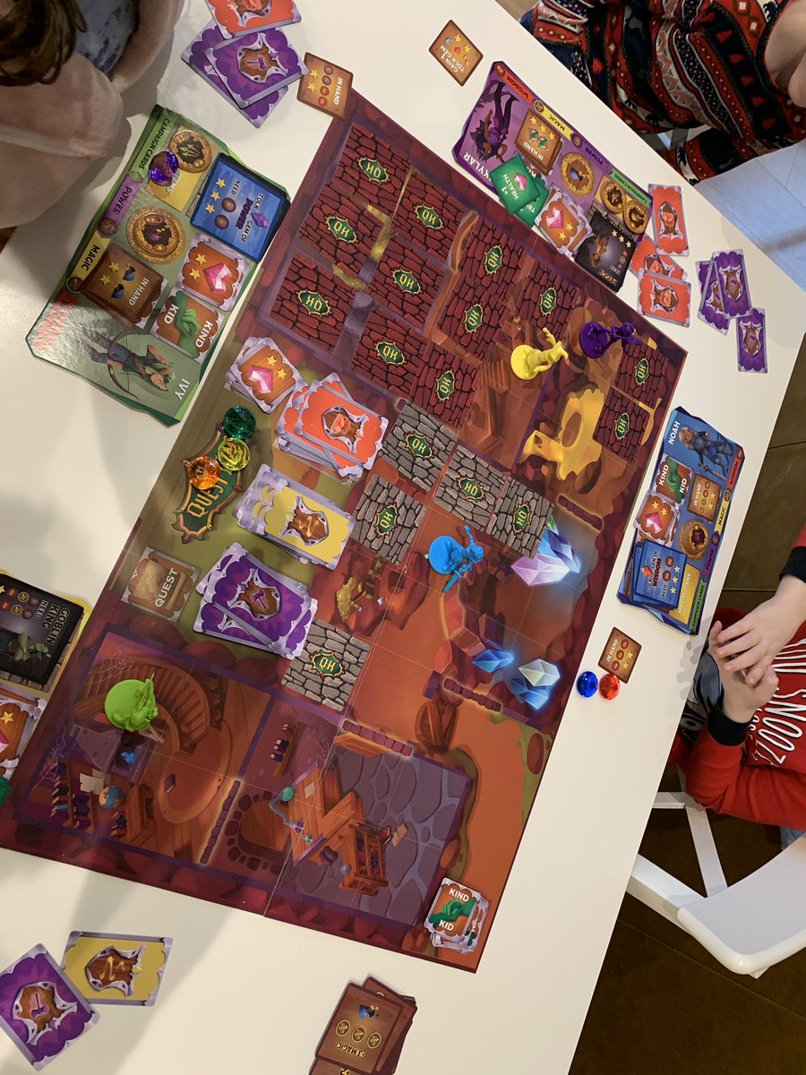 Playing #theQuestKids on a snowy family board game day! The kids love the heroes, helping clear the dungeon and finding their fave Tolk gem. It’s a hit Kickstarter with amazing production value. If you missed it before, we’ve got freshly printed copies coming in soon. #boardgame