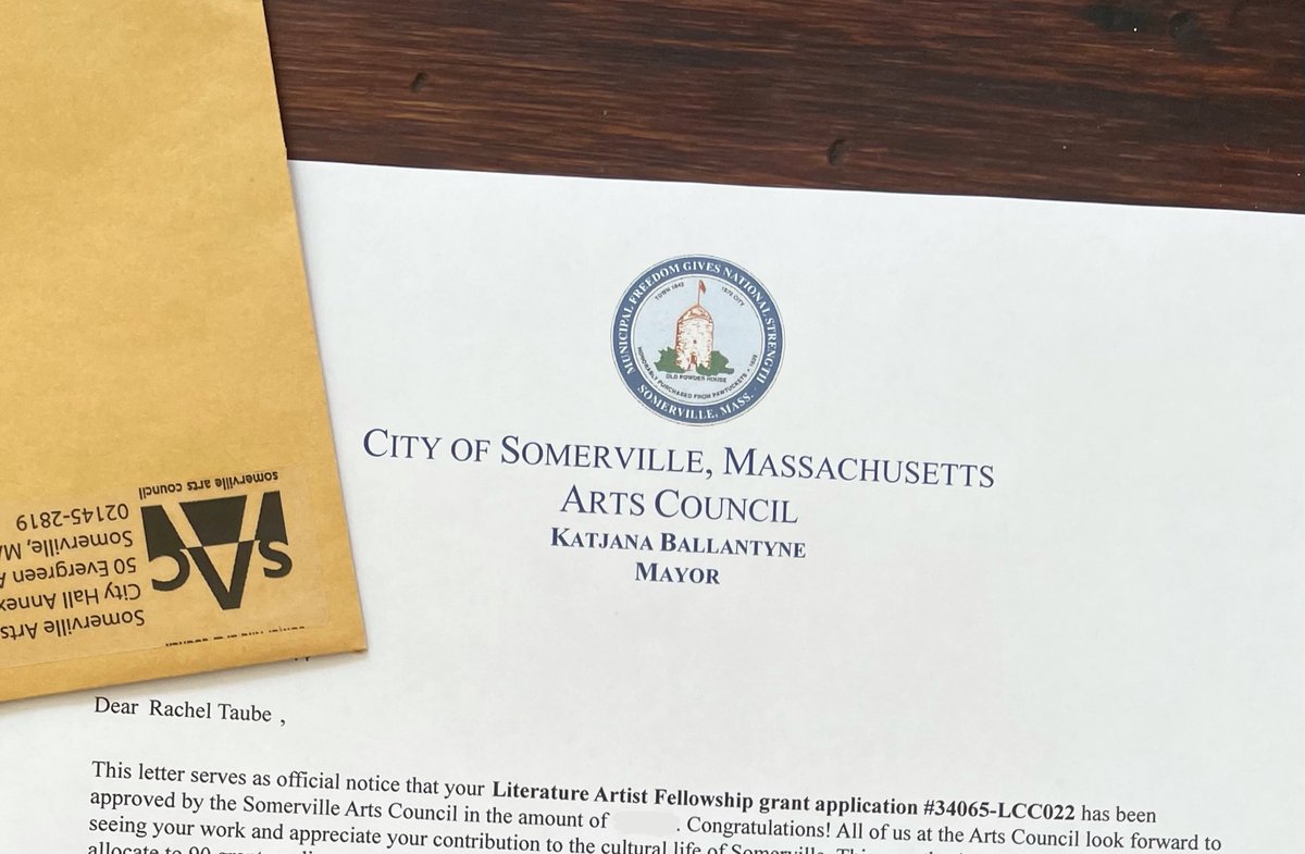 The official letter arrived, and Somerville feels ever more like home—extremely grateful to have received a 2022 artist grant from the Somerville @artscouncil @masscultural!!