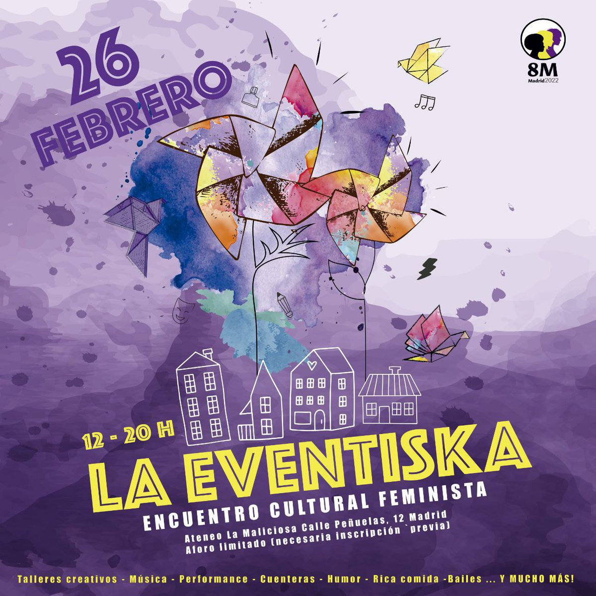 Amigas🤗ya está aquí #LaEventiska #CulturaFeminista para EmpoderArte 💪🏾💜Reencontrarnos tras dos años de pandemia en los que no hemos parado pero no nos hemos podido juntar 🎶Hemos encontrado la excusa perfecta para acuerparnos y reivindicarnos de manera festiva 🕸👩🏻‍🎤 💜