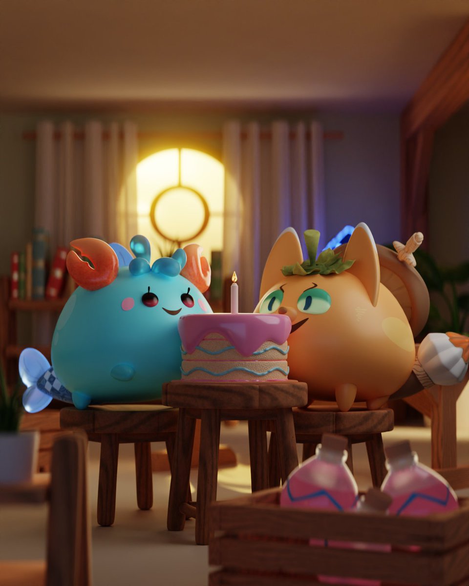 Happy 4th Birthday <a href="/AxieInfinity/">Axie Infinity</a>! 🎉

<a href="/AxieArtGallery/">axieartgallery.ron</a> #AxieBirthday #Blender3d