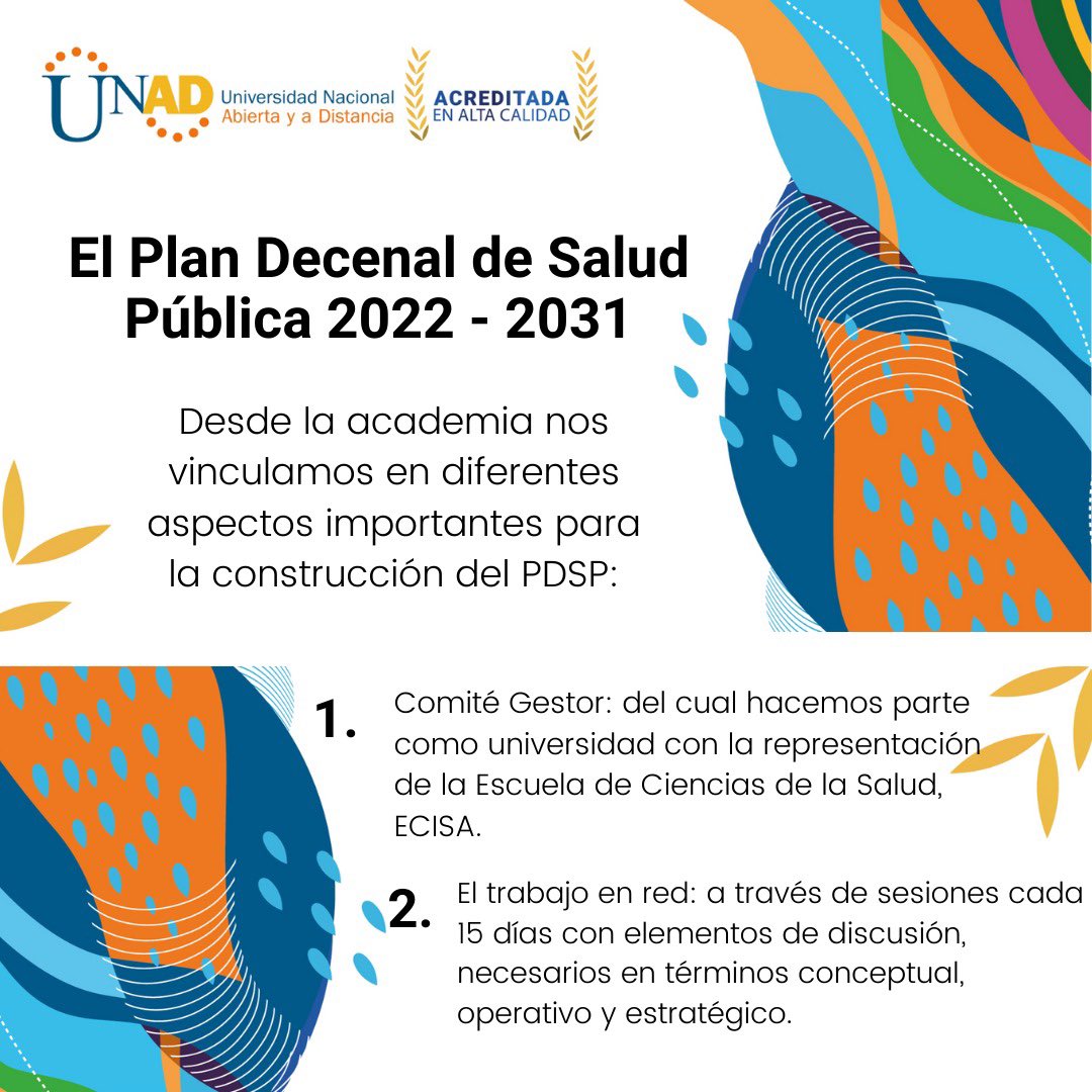 myriamleonor's tweet photo. La @UniversidadUNAD aplaude apuesta de @MinSaludCol en la participación activa de la construcción del PDSP 2022-2031. En la #ECISALUD aportamos con nuestra experiencia construyendo desde el Comité académico de la Fase de formulación del Plan. #TodosSomosUnad @Fruizgomez https://t.co/jqN8J8NlmU