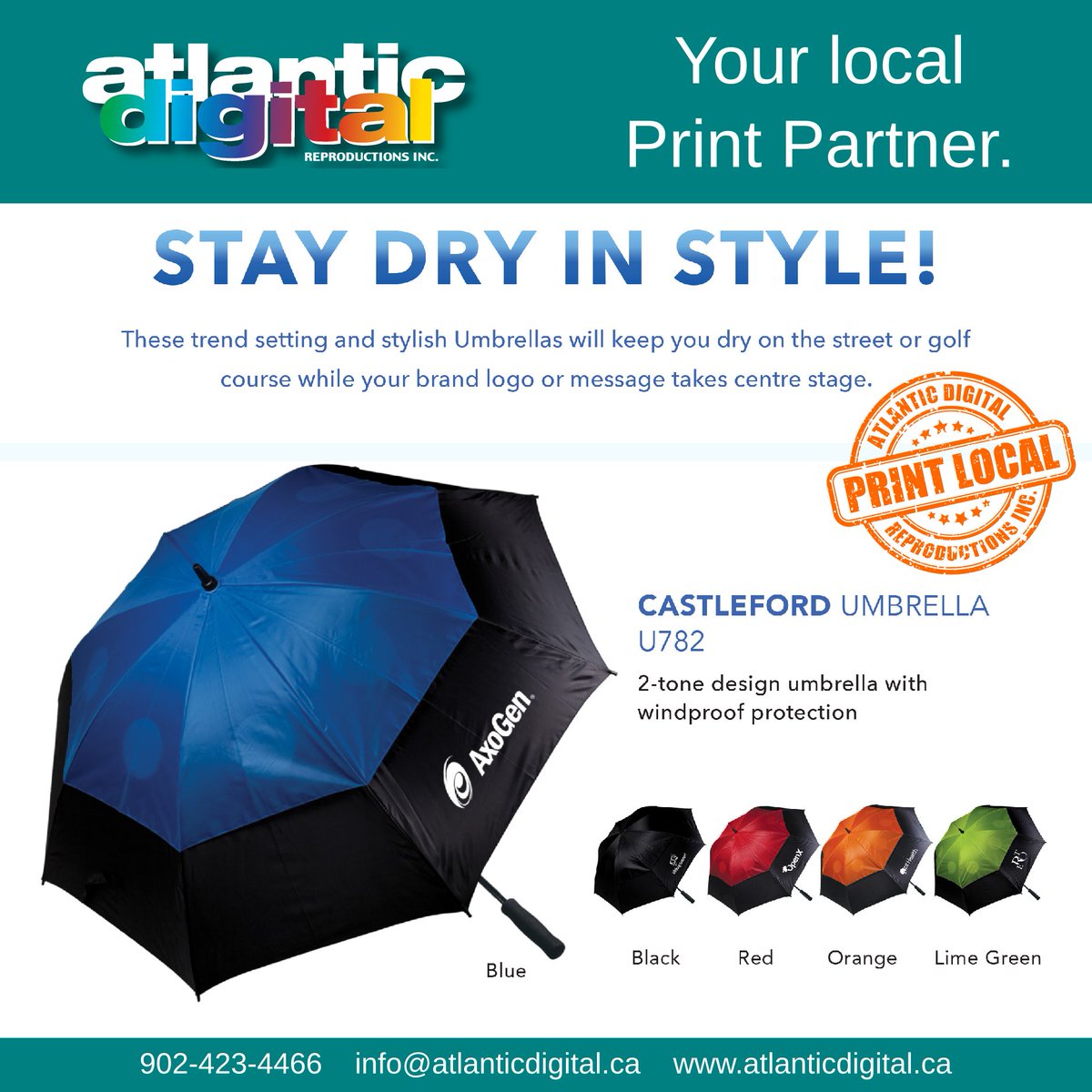 ADRPrint's tweet photo. Keep your head above water with a stylish umbrella featuring your company logo!
Come in out of the rain to discuss the options.
#rain #umbrella #wind #local #halifaxns https://t.co/2ovc8rLPOL