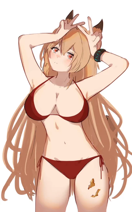 赤ビキニ着てもらった...👙
#アークナイツ  #明日方舟 #Arknights 