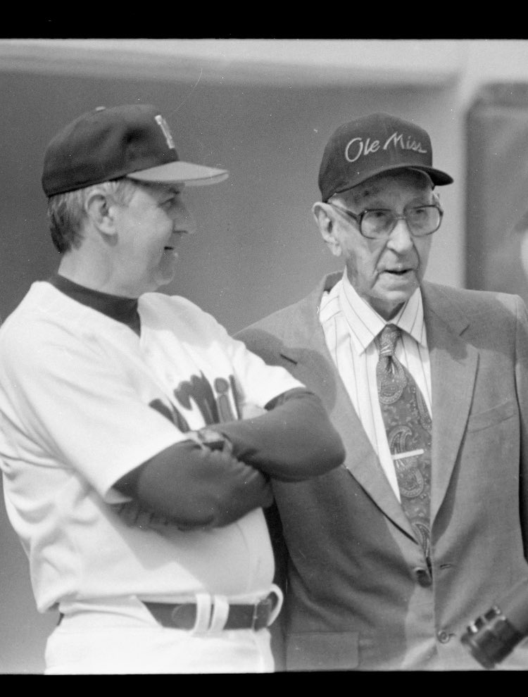 studulaters's tweet image. Two absolute Legends of @OleMissBSB  - Opening Day 1991 (photo by Bruce Newman).