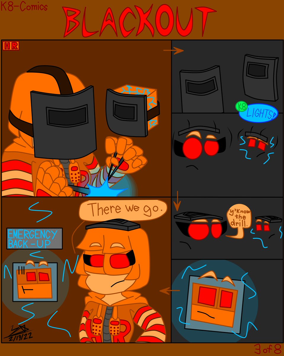 kewlbreeze8's tweet photo. K8-Comics: Blackout (3/8)
Just a random Blackout but from HR's Perspective. ":T
Heh. Guess she backed up the house. :>
#digitalart #ocs #thejacketgang #hack_r https://t.co/vV9rVG1h4Y