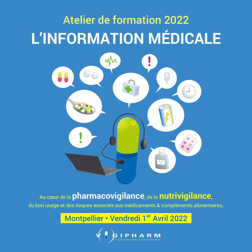VIGIPHARM's tweet photo. #SavetheDate le 1er avril 2022 pour un nouvel atelier de #formation sur l'information médicale à #Montpellier
Programme et inscription : https://t.co/4E8wvy6RIZ
#vigilancessanitaires #pharmacovigilance #nutrivigilance #informationmédicale #pharma #médicament #vigipharm https://t.co/YAWUuDTi5x