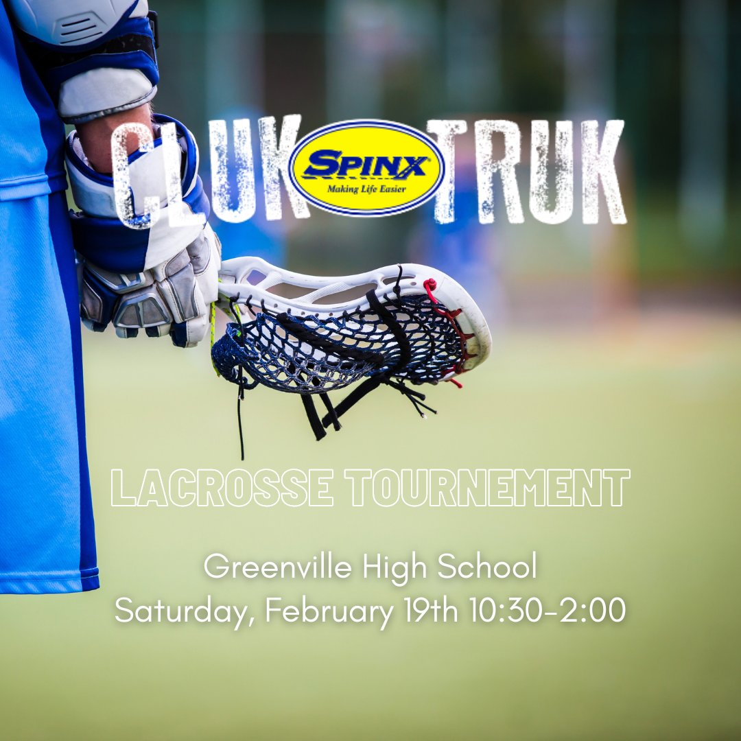 Join us tomorrow at Greenville High School's Lacrosse Tournament. We'll be serving our legendary fried chicken 'til 2:00 pm. #SpinxOnWheels Want to book the Truk for your next sporting event? Head to myspinx.com/cluk-truk/ to learn more!