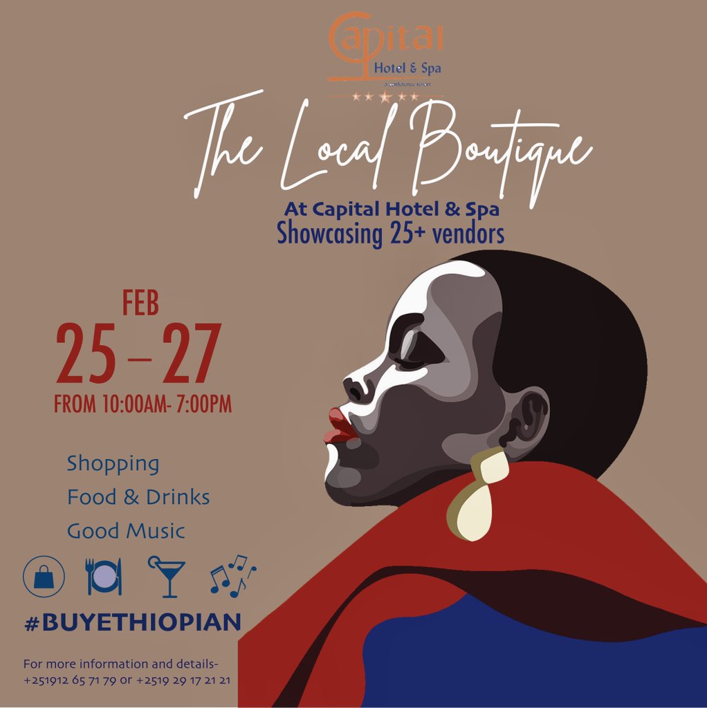 TheLocalBoutiq's tweet photo. All the local products you're looking for under one roof 🛍 
Save the Date- Feb 25- Feb 27
Venue- At Capital Hotel 

Art by- Mathilde Cretier 
#BuyEthiopian #Ethiopian @BuyEthiopian https://t.co/VEU4ucB49I