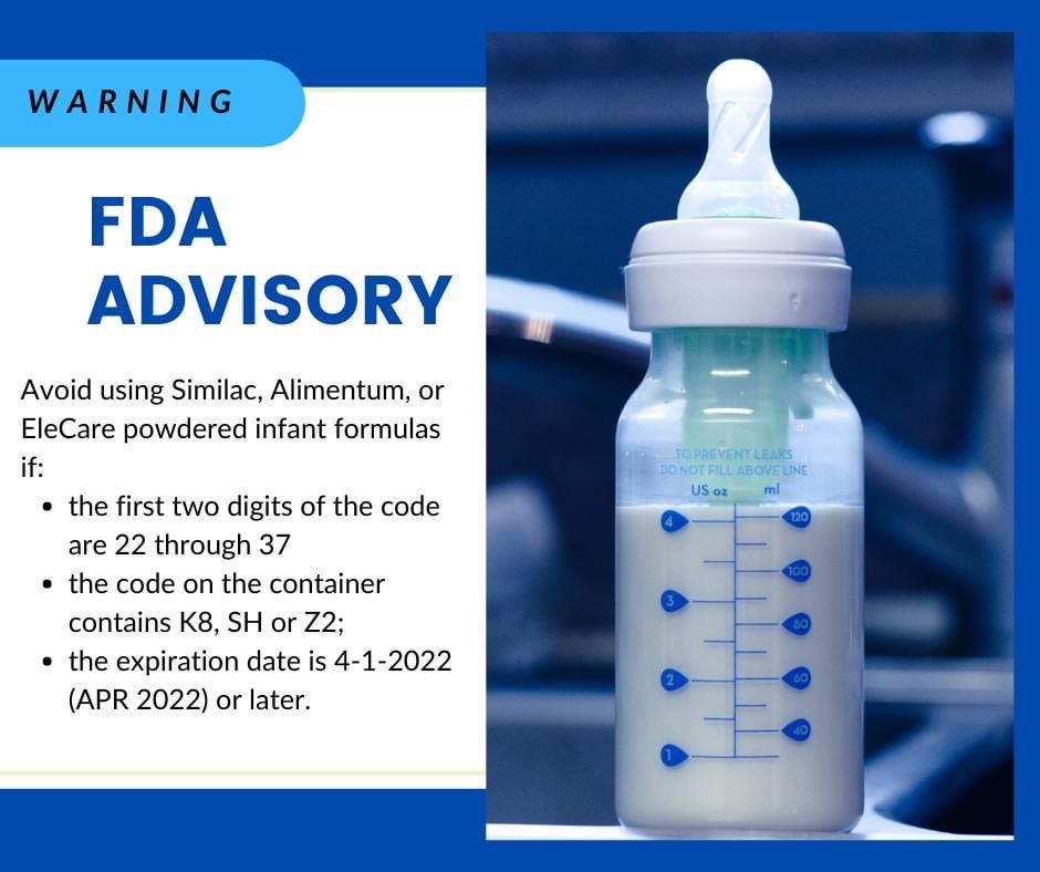 FDA Warns Consumers Not to Use Certain Powdered Infant Formula Produced in Abbott Nutrition’s Facility in Sturgis, Michigan. Learn more at bit.ly/3uXOdIL