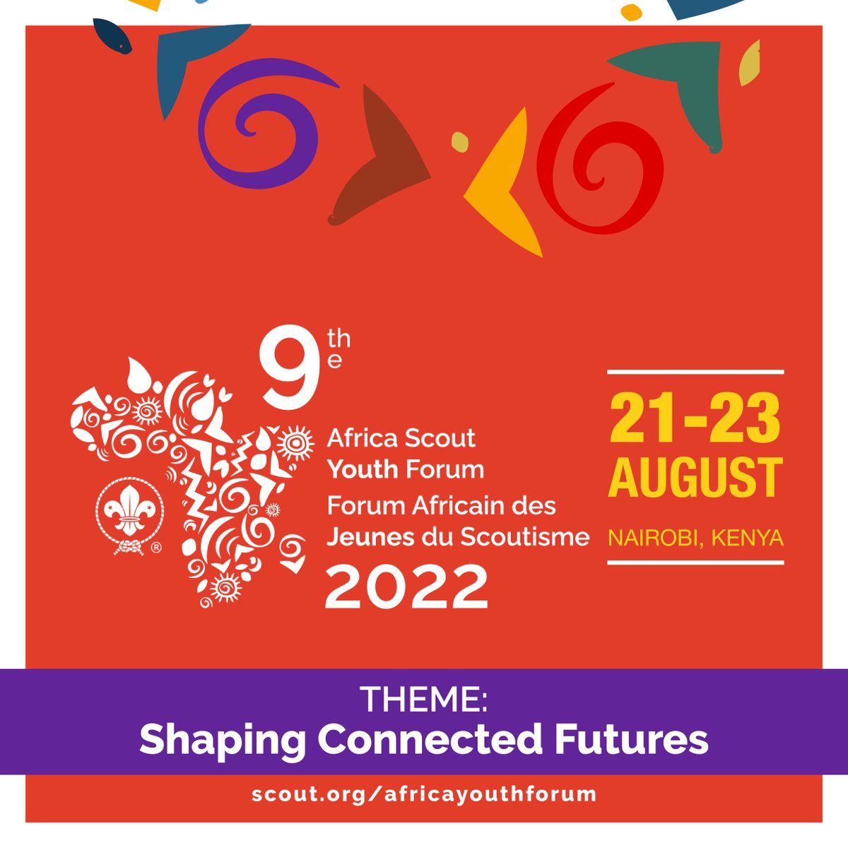 ScoutingAfrica's tweet photo. The 9th Africa Scout Youth Forum will take place on 21-23 August 2022 while the 18th Africa Scout Conference will take place on 25–28 in Nairobi, Kenya. 
👉More at: https://t.co/ZQJD8DC93i

#AfricaScoutYouthForum #AfricaScoutConference
#9ASYForum2022, #18ASConf2022 https://t.co/sm0szf8F8h