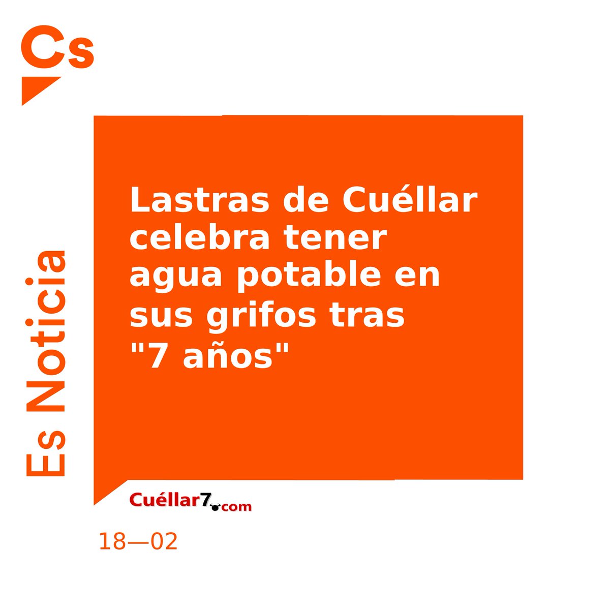CsCastillayLeon's tweet photo. 👏Al fin, el municipio de Lastras de Cuéllar cuenta con agua potable para todos sus vecinos. 

🍊💪Un compromiso que Cs impulsó en las @Cortes_CYL y que demuestra una vez más nuestra #PolíticaÚtil al servicio del bienestar de nuestros ciudadanos.

⬇️⬇️
https://t.co/S9AM6Z6Xh2 https://t.co/FTkQi8nvET