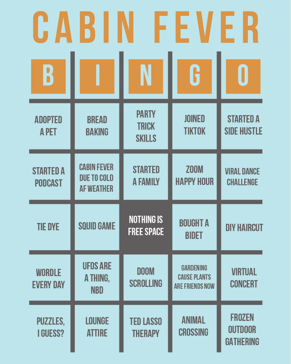 the_Shinebox's tweet photo. Who here adopted an animal over the last two years? 
Did you jump on the TikTok train, or develop a new habit? 
We put together a Cabin Fever Bingo board based on a few of our own 'stay inside' experiences. Share to your stories and show how you're surviving! 

#cabinfever https://t.co/Fn2ch0Vk0I