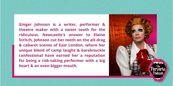 shewantsadog's tweet photo. Get ready to welcome to the stage, writer, performer &amp; theatre-maker @GingerJohnson_ as one of our guests for The #PervertsPodcast!

Launching 24th February, our audio-cabaret will put on a heck of a show with Newcastle's answer to Elaine Stritch. https://t.co/n47ZAIv2RQ