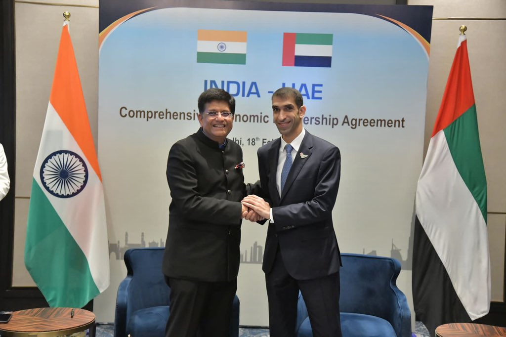 Sajwani's tweet image. BIG NEWS : Today the UAE 🇦🇪 signed an agreement with India 🇮🇳 that could lift our bilateral non-oil trade to $100 billion in five years. #UAEIndiaCEPA