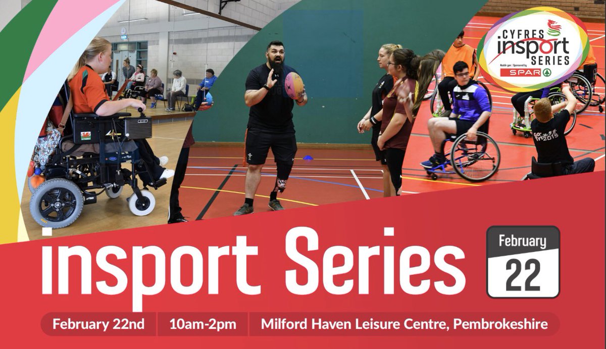 FREE mini insport Series

Inclusive sporting opportunities for disabled adults and young people. (6-25 year olds). 
⚽️🥊💃🕺🏀🏏🚣‍♀️🏉

📅 Tuesday 22nd February
⏰ 10am-2pm
📍Milford Haven Leisure Centre 

👉 To book: insportseries.co.uk/events/winter-…
