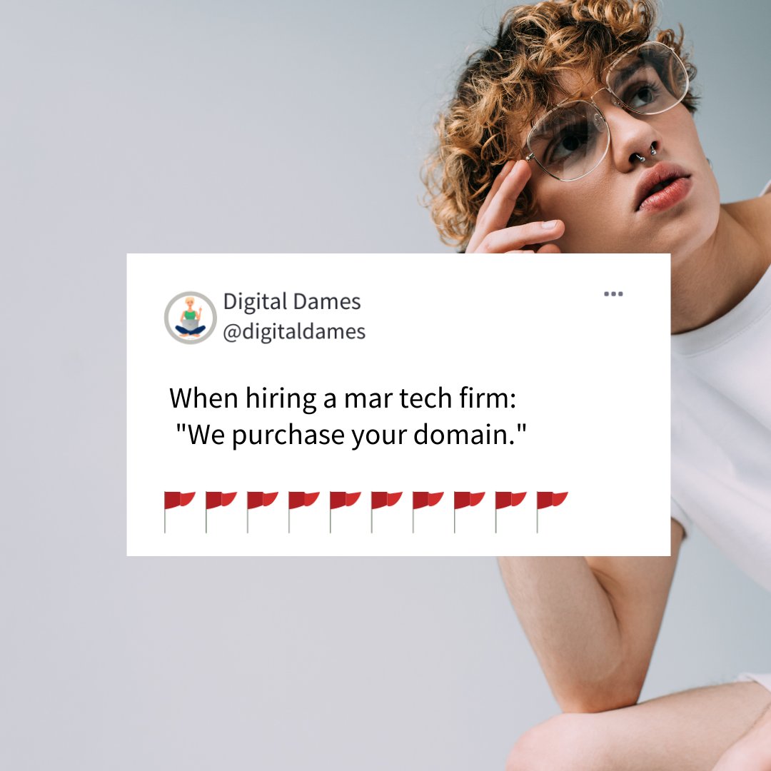 digitaldamechat's tweet photo. Yeah, that's a no for us. 🚩 

If the mar-tech company says any of the above, beware. As a business owner, it's important that you ALWAYS own your data, granting ACCESS to your agency as a partner.

What are major red flags in your business? Drop 'em below! 👇 https://t.co/Lbryej2Bhm